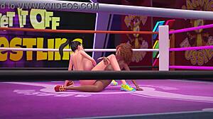 3dgspot - big titties girls do hard scissoring during wrestling fight animated sex