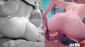 d va enjoys exciting beach adventures in popular 3d overwatch animation series