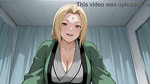 Lady Tsunade Footjob For Sasuke
