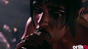 Dark elf gives sloppy blowjob and moans for big dick in fantasy
