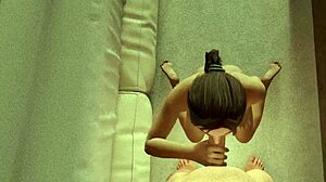 3d animation pov receiving blowjob in room