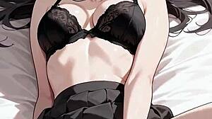 Lovely girl in black skirt loves to jerk off and ride a dick