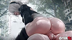 2b rides big cock outdoors