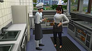 Chef e garconete fazem sexo na cozinha do restaurante