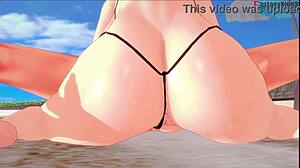 Makima bikini hot sex on the beach chainsaw man fantasy