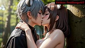 Donguri tries breastmilk and breastfeeding with anime red panda milf