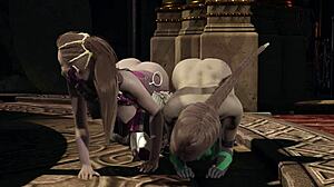 Mileena and jade have a threesome in 3d porn