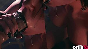 Dark elf gives sloppy blowjob and moans for big dick in fantasy