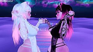 Two horny catgirls fuck you in extraordinary pov threesome