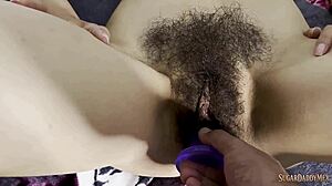 Cartoons ignored as i fill her hairy pussy with my thick load