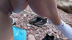 Horny 18yo amateur model risky blowjob on public beach