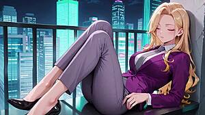 Blonde Boss Adjusts Skirt While Multitasking