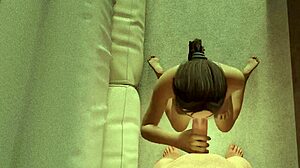 3d animation pov receiving blowjob in room