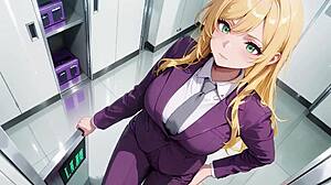 Blonde Boss Adjusts Skirt While Multitasking