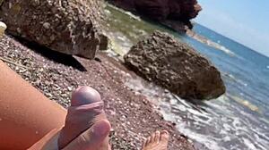 Horny 18yo amateur model risky blowjob on public beach