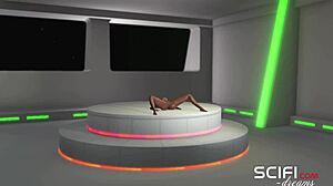 Horny girl dreams of hard anal sex with sexy 3d shemale in space station