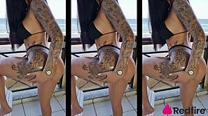 Gostosa shows off at beach and pulls guy to fuck her ass