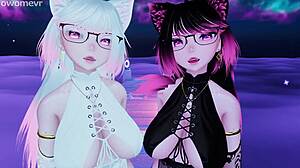 Two horny catgirls fuck you in extraordinary pov threesome