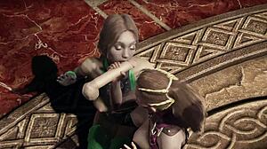 Mileena and jade have a threesome in 3d porn