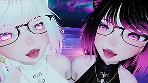 Two horny catgirls fuck you in extraordinary pov threesome