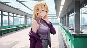 Blonde Boss Adjusts Skirt While Multitasking