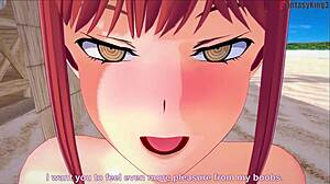 Makima Feels Pure Bliss While Fucked In Bikini On Beach In Chainsaw Man