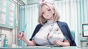Blonde nurse kneels in hospital corridor secrets