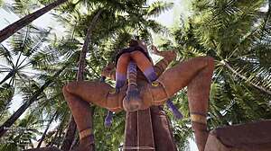 lara croft never expected that the statue would do this and fuck her in all her holes