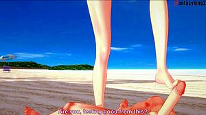 Makima Feels Pure Bliss While Fucked In Bikini On Beach In Chainsaw Man