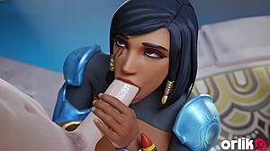 Pharah gym training leads to anal and facial
