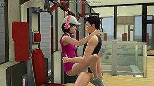 horny couple fucks in gym with sims animation