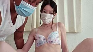  asian japanese woman performs striptease and pussy show