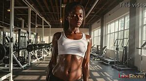 Sex in gym with black teen and huge cock for creampie
