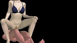 Beautiful girl rides asian cock in pussy and ass