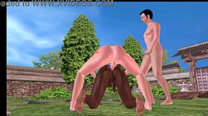 Animated 3d shemale porn - black man sucking shemale while handjob from white then shemale doggy fuck