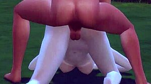 3d hottie gets fucked hard in the forest anime scene