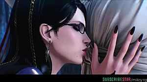 bayonetta kisses lady dimitrescu in resident evil scene