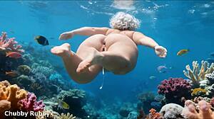 Stranger cum inside me creampie underwater chubby bbw naked swimming sea underwater by ai