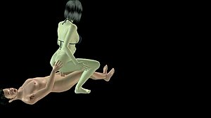 Beautiful girl rides asian cock in pussy and ass