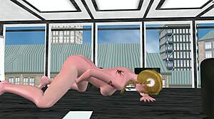 a beautiful girl rubs her pussy in the office for orgasms