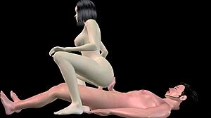 Beautiful girl rides asian cock in pussy and ass