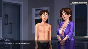 Stepmom and stepson share the bed under covers