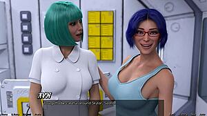 Blue Haired Milf Wants Threesome With Busty Doctor