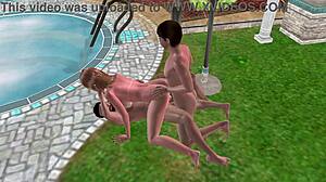 Animated 3d threesome shemale porn near pool