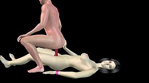 Animated 3d porn asian man riding strapon