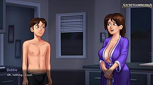 Stepmom and stepson share the bed under covers