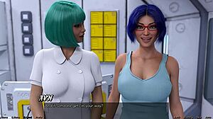 Blue Haired Milf Wants Threesome With Busty Doctor