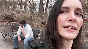 A sexy mistress seduced a young guy on the street
