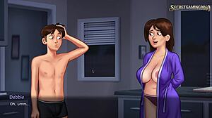 Stepmom and stepson share the bed under covers