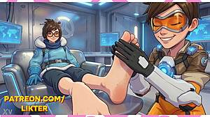 Tracer and mei femdom feet animation